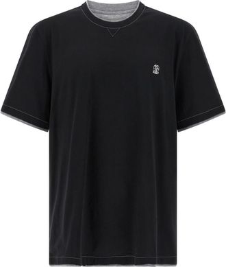 Brunello Cucinelli Black Double Layer T-shirt