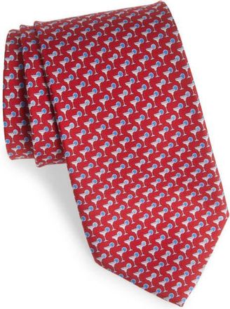 Ferragamo Zibibbo Cocktail Print Silk Tie in Rosso at Nordstrom