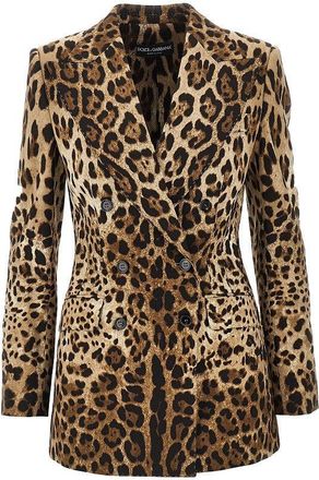 Dolce & Gabbana Double-breasted jacket with animal print Woman 40