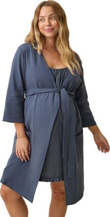 Kindred Bravely Cotton Blend Robe in Midnight Blue at Nordstrom, Size X-Large