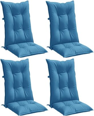 vidaXL Cojines Silla Respaldo Alto 4 Uds Tela Azul Melange 120x50x7 Cm Vidaxl