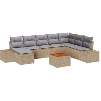 vidaXL Garden Sofa Set 9 pcs Beige and light grey vidaXL