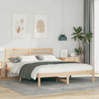 vidaXL Vidaxl - Estructura De Cama Marr&oacute;n 150 X 200 Cm Madera Maciza De Pino