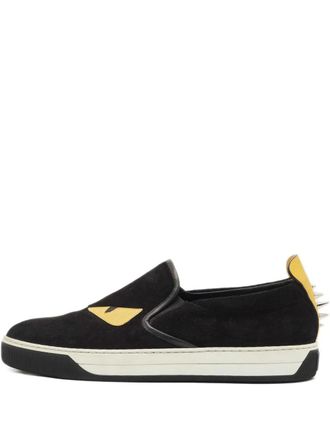 Fendi Monster Eyes leren sneakers - Zwart