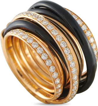 De Grisogono Allegra 18K Rose Gold 1.75ct Diamond and Black Ceramic Ring DG09-060426