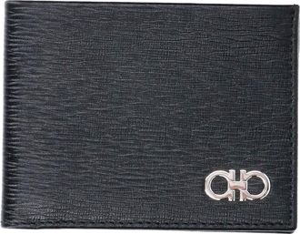 Ferragamo Black Gancini Leather Bi-Fold Wallet