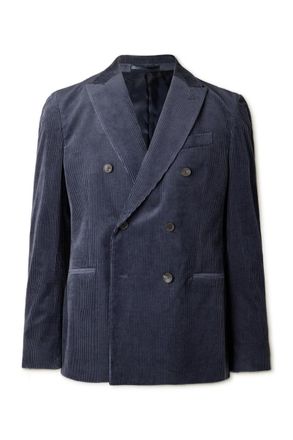 Mr P. Slim-Fit Double-Breasted Cotton and Cashmere-Blend Corduroy Tuxedo Jacket