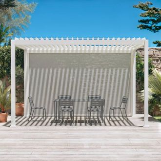 Sweeek Louvered Pergola Aluminium 4 X 3m & A 4m Blind in White