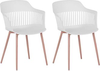 Beliani Beliani - Set 2 Sedie in Materiale Sintetico Bianco Gambe Metallo Schienale Aperto Bereca