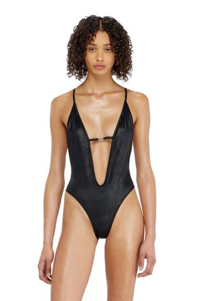 Diesel Plunge-neck swimsuit in shimmery fabric - Swimsuits - Woman