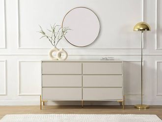 Vente-Unique 6 - Drawer Chest Of Drawers - MDF & Metal - Beige & Gold - KORASA