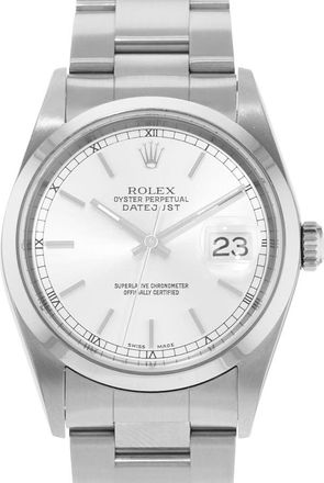 Rolex Pre-owned Rolex Datejust 36 Automatic Chronometer Silver Dial Mens Watch 16200 SSO