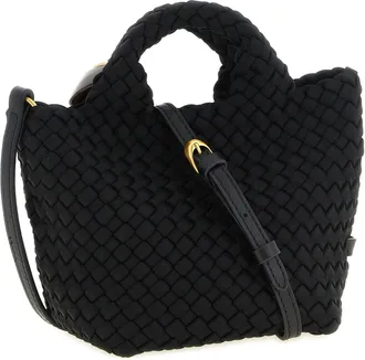 Naghedi Handwoven Neoprene Top Handle Bag - Black