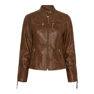 BTF-CPH Btfcph - Klassieke Biker Leren Jas - Dames - Jassen - Bruin - Maat: XS Leer