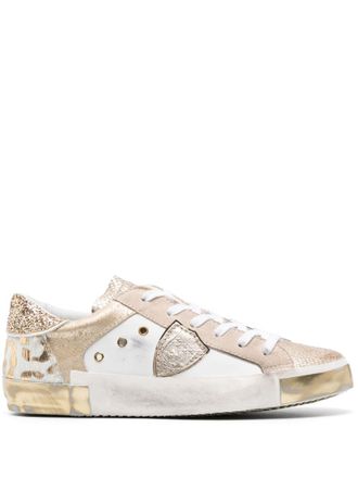 Philippe Model Paris logo-patch sneakers - women - Leather - 37 - Gold