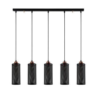 Wonderlamp L&aacute;mpara colgante 5 luces negro con pantalla cil&iacute;ndrica
