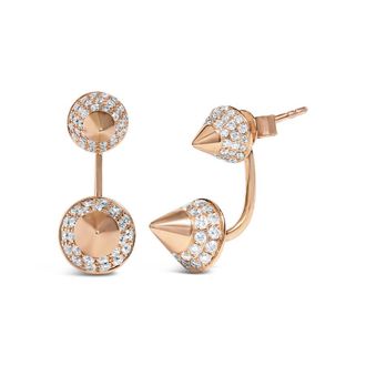 House of Brilliance 14K Rose Gold 1.00 Cttw Diamond Double Cone Jacket Stud Earring (G-H Color, SI1-SI2 Clarity)