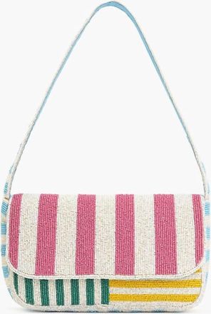 America & Beyond Candy Stripes Embelished Shoulder Bag In Multi