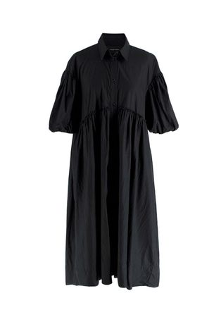 Simone Rocha Black Cotton Poplin Midi Dress Size S