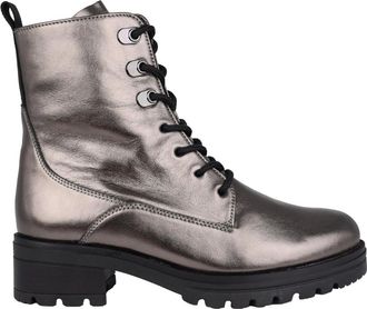 Gabor Elegante leren enkellaars - zilver - Dames - Veterlaarzen - Grijs - 35 1/2 EU - Leer - Schoenen