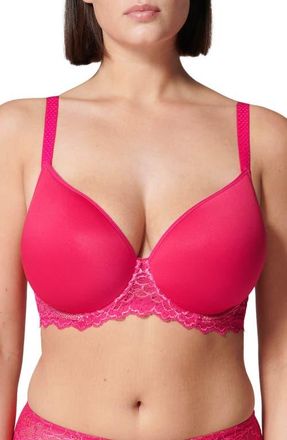 Simone P&eacute;r&egrave;le Caresse Underwire Plunge Bra in Teaberry Pink at Nordstrom, Size 36C