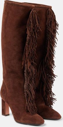 Aquazzura Stivali Gytane 85 in suede con frange