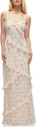 The Dessy Group Ruffle Slip Maxi Dress in Coquette Floral Print at Nordstrom, Size Xx-Large