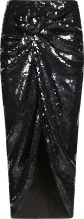 Rotate Sequins Knot Draped Knee-Length Skirt