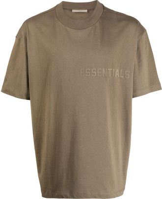 Fear of God logo-appliqu&eacute; crew-neck T-shirt - men - Cotton - S - Green