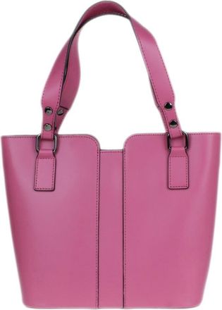 Girly HandBags Womens Plain Italian Genuine Leather Crossbody Tote Bag (Fuchsia)