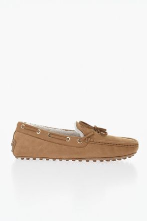 Tod's Nubuck Deck Moccasins with Shearling Lining Tods