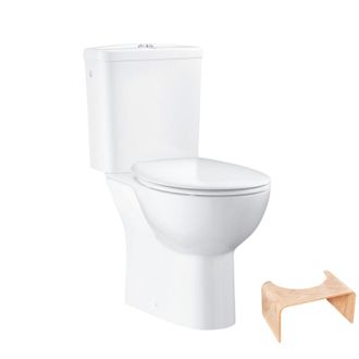 GROHE Pack Wc Con Brida De Pie Bau Ceramic + Taburete Fisiol&oacute;gico De Madera