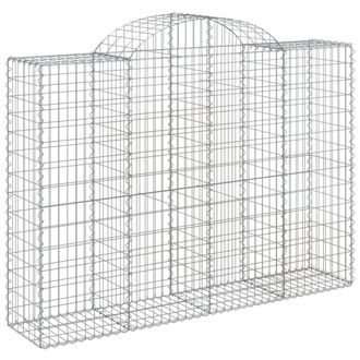 Berkfield Home Decorative Arched Gabion Baskets 6 pcs 200x50x140/160 cm Galvanis in Silver