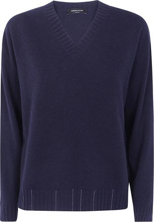 Fabiana Filippi Geborduurd V-hals Trui - Dames - V-hals truien - Blauw - S - Truien & Vesten