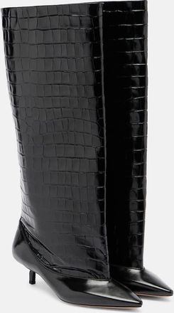 Jacquemus Tourni croc-effect leather knee-high boots
