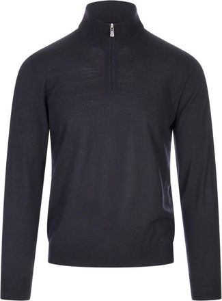 Fedeli Truien & Vesten, Heren, Blauw, L, Wol, Blauwe Wollen Trui