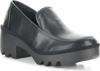 FLY London Block Heel Lug Loafer in Black Burn at Nordstrom Rack, Size 10-10.5Us / 41Eu
