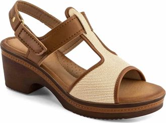 Andrea Womens Ankle-Strap Platform Sandal In Beige