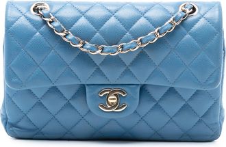 Chanel Blue Small Classic Caviar Double Flap