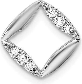 Diamond2Deal 14K White Gold Lab Grown Diamond Square Chain Slide Pendant (0.074ct, VS, G-H)