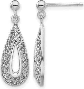 Diamond2Deal 14K Gold Filigree Teardrop Drop Dangle Earrings