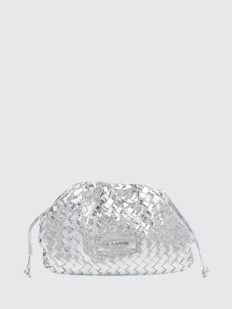 La Carrie Woven Leather Mini Bucket Bag with Drawstring Closure