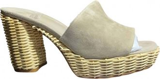 Jeffrey Campbell Womens Magda Wicker Suede Shoes In Taupe