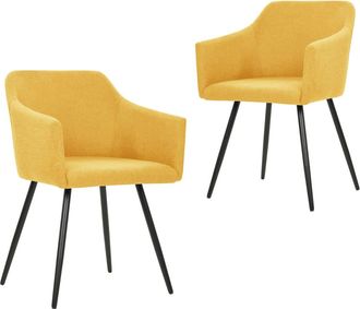 vidaXL Sillas De Comedor 2 Unidades Tela Amarillo Vidaxl