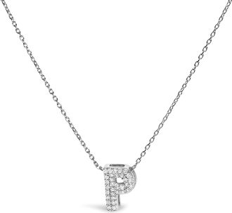 House of Brilliance 10K Gold Diamond Accent A-Z Initial Bubble Pendant Necklace