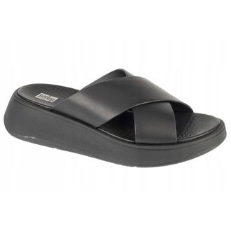 FitFlop Dames/Dames F-Mode Leren Flatform Sliders (Zwart)