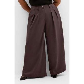 City Chic Abbie Wide Leg Pants in Chocolate at Nordstrom, Size Xxxs