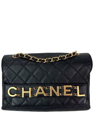 Chanel Black Leather Quilted Enchained Flap Shoulder Bag (Authentic Pre-Loved)