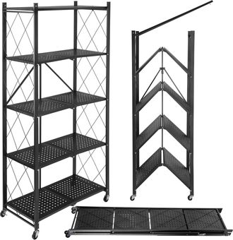 OEM Estanter&iacute;a Plegable Gestel De 5 Niveles, Negra, Con Ruedas