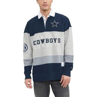 Tommy Hilfiger Mens Tommy Hilfiger Heather Gray/Navy Dallas Cowboys Connor Oversized Rugby Long Sleeve Polo at Nordstrom, Size Xx-Large
